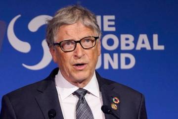 Bill Gates speaks during the Global Fund's Seventh Replenishment Conference, Sept. 21, 2022, in ...