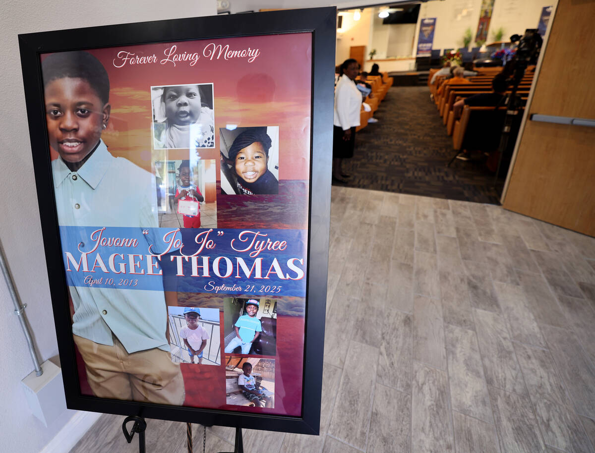 Mourners gather during a memorial service for 12-year-old Jovonn “JoJo” Magee-Thomas at Abu ...