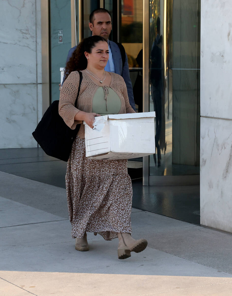 Jazmin Gomez, sister of Jorge Gomez, leaves Lloyd George U.S. Courthouse in Las Vegas Wednesday ...