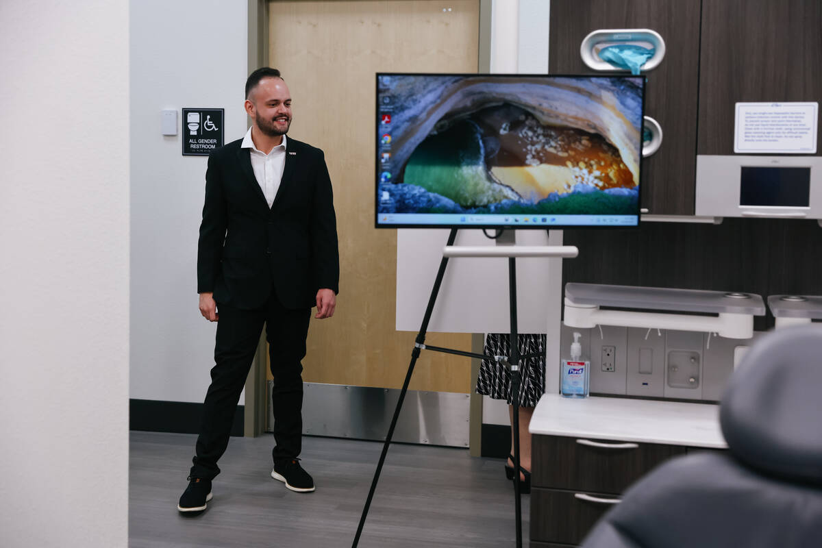 Carlos Fernandez, a representative on the Nevada Board of Regents, tours the UNLV School of Den ...
