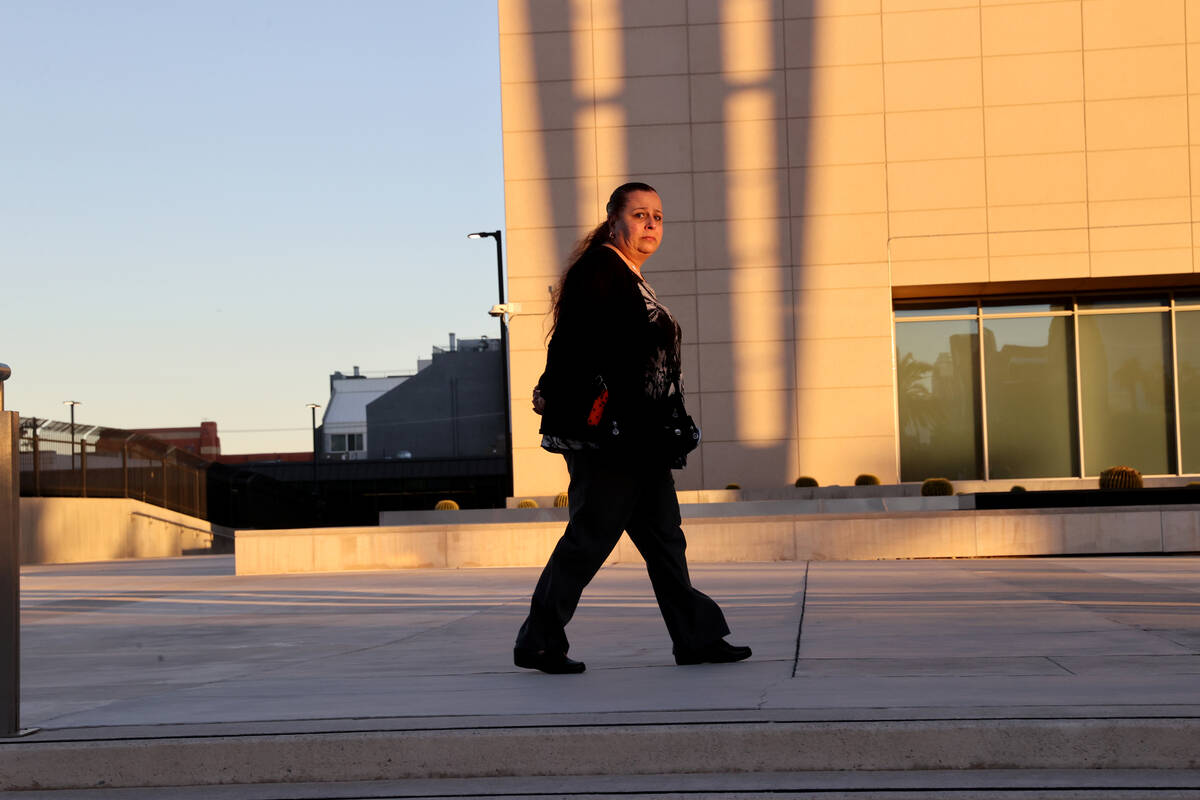 Jeanne Llera, the mother of Jorge Gomez, leaves Lloyd George U.S. Courthouse in Las Vegas Thurs ...