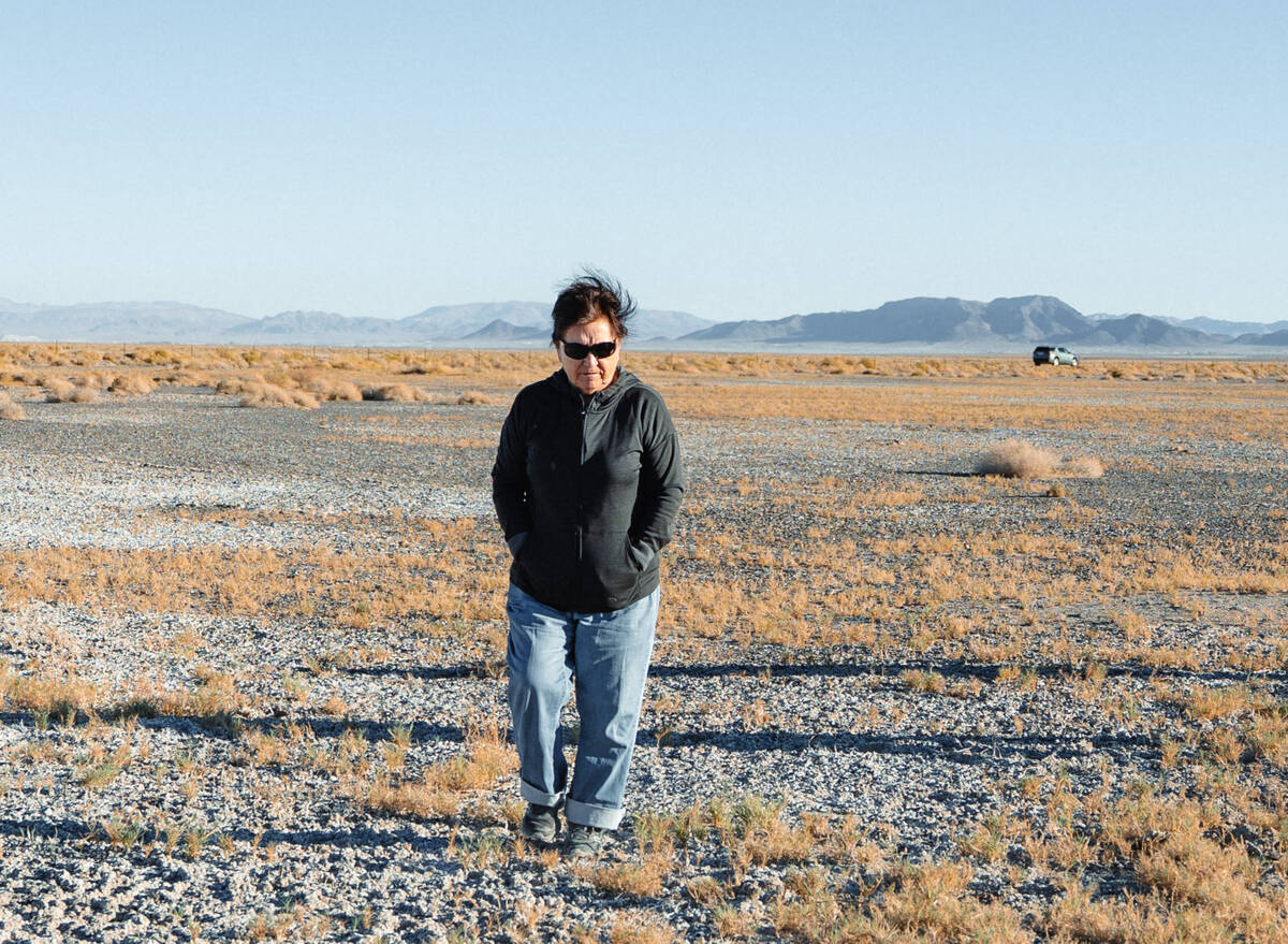 Charlotte James, an elder of the Timbisha Shoshone Tribe, walks on Carson Slough near Death Val ...
