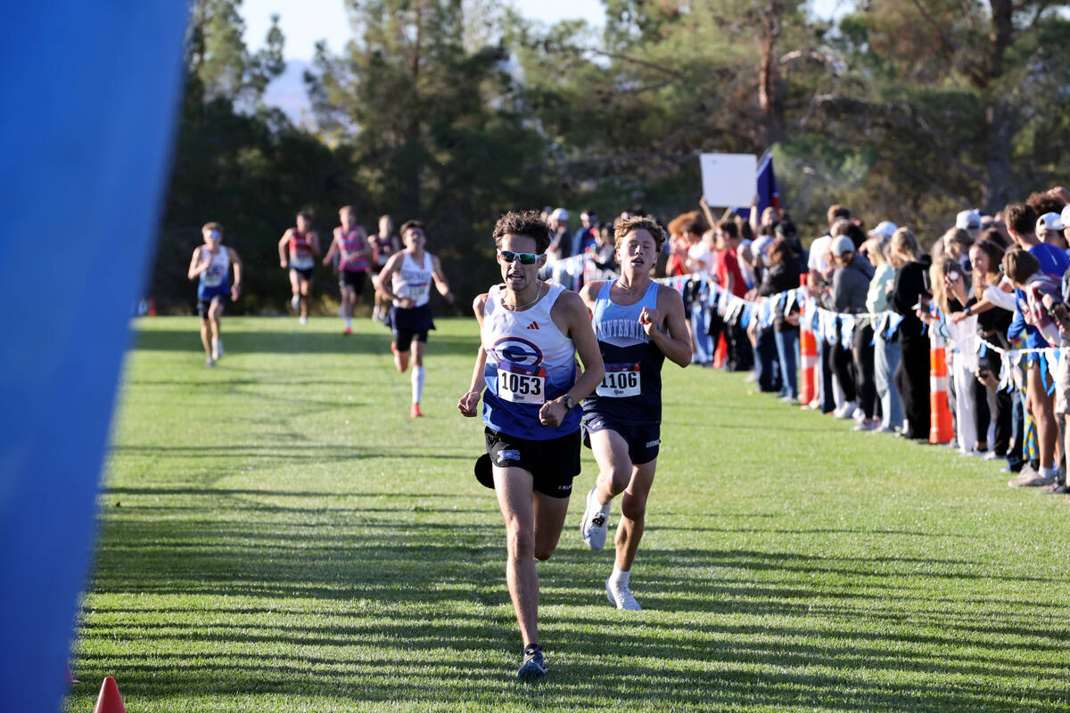 Bishop Gorman’s Caleb Avakian (1053) races to the finish during the Nevada Interscholast ...
