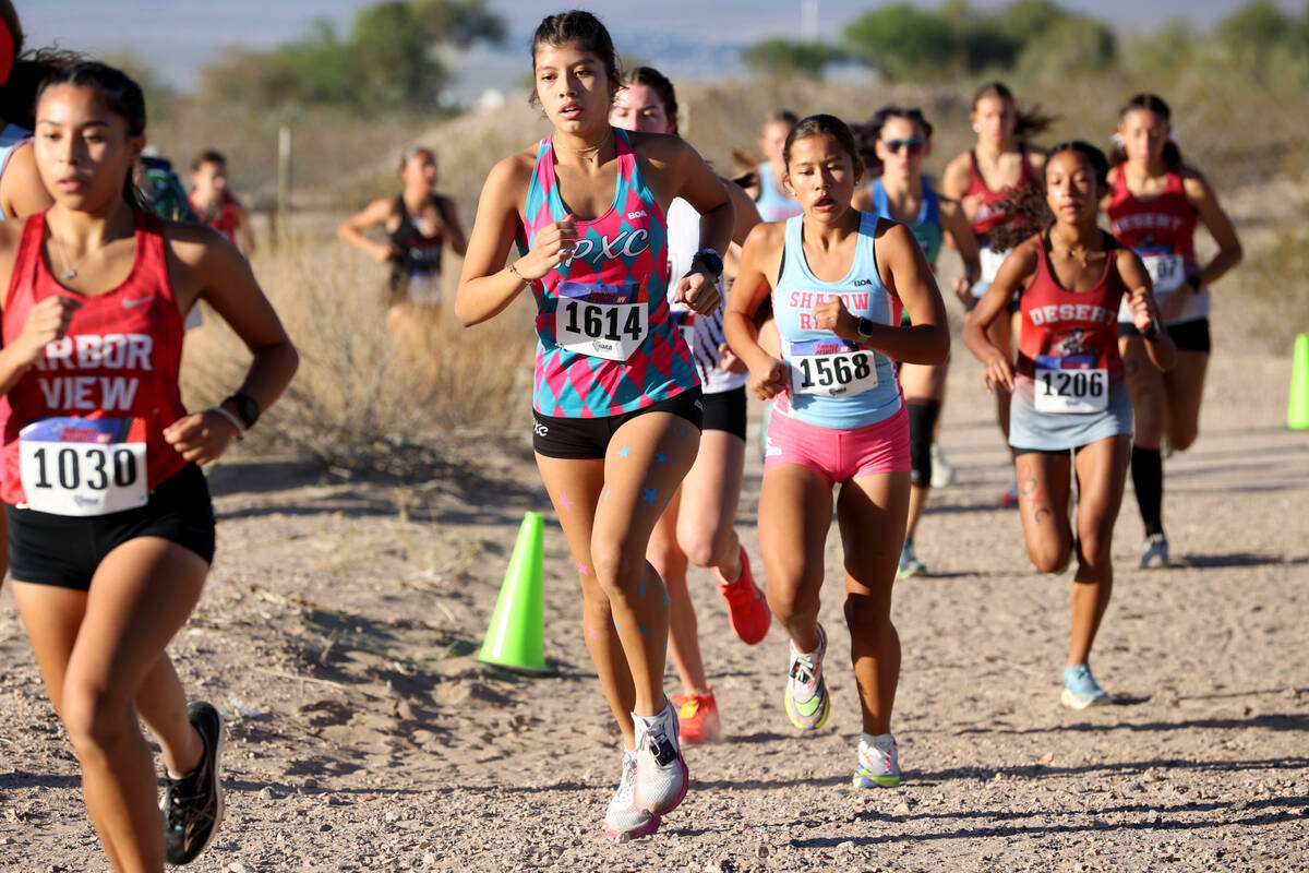 Runners make their way around the course during the Nevada Interscholastic Activities Associati ...