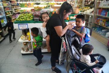 An immigrant mother originally from Guatemala checks the balance left on her California EBT (El ...