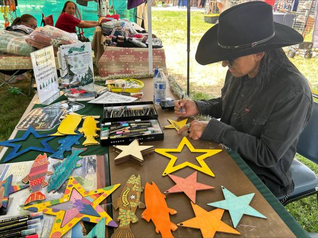 Below, the annual Stewart Father’s Day Powwow in Carson City included an ornament-making even ...