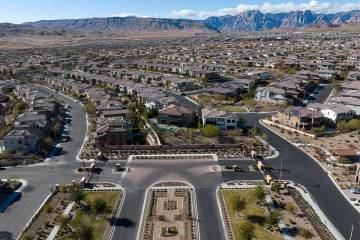 An aerial view of homes at Sarasota, a community planned in The Paseos of Summerlin, on Thursda ...