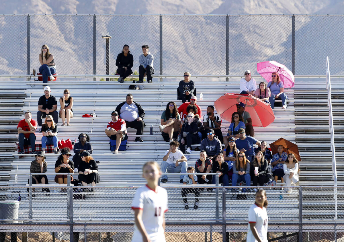 Fans watch a Class 4A Southern Region girls soccer title game between Palo Verde and Doral Acad ...