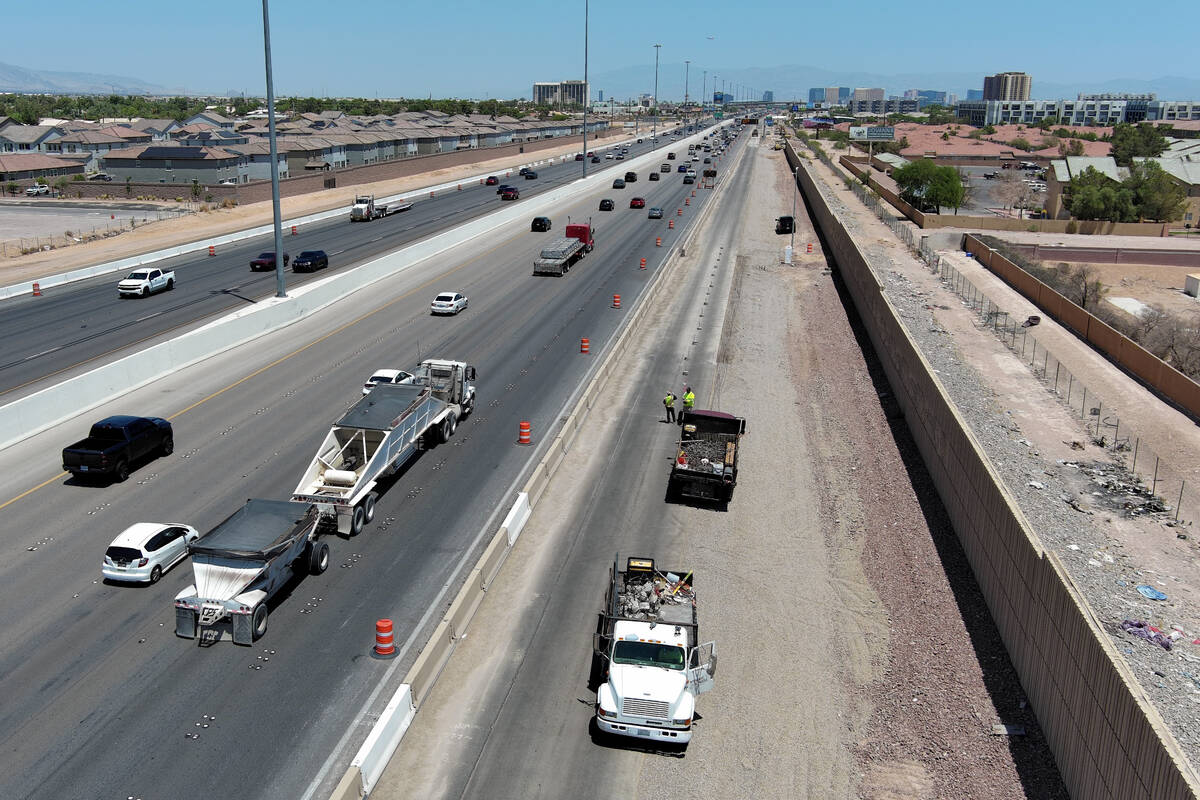 Work on widening Interstate 15 continues between Silverado Ranch Boulevard and Pebble Road Frid ...