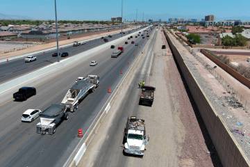 Work on widening Interstate 15 continues between Silverado Ranch Boulevard and Pebble Road Frid ...