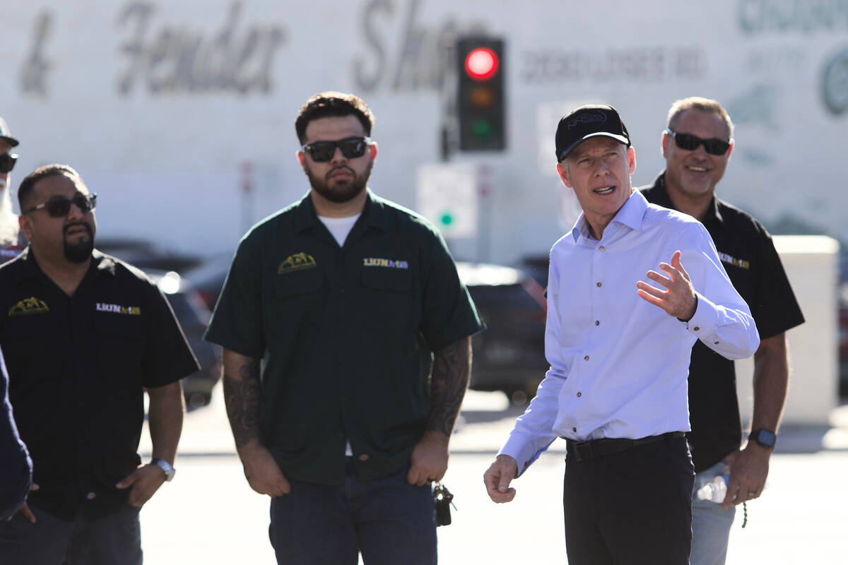 U.S. Secretary of Energy Chris Wright speaks with union members at the National Nuclear Securit ...