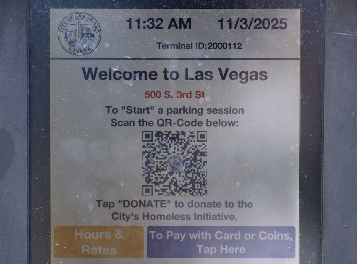 A parking meter operated by the city of Las Vegas is seen on Third Street near the Regional Jus ...