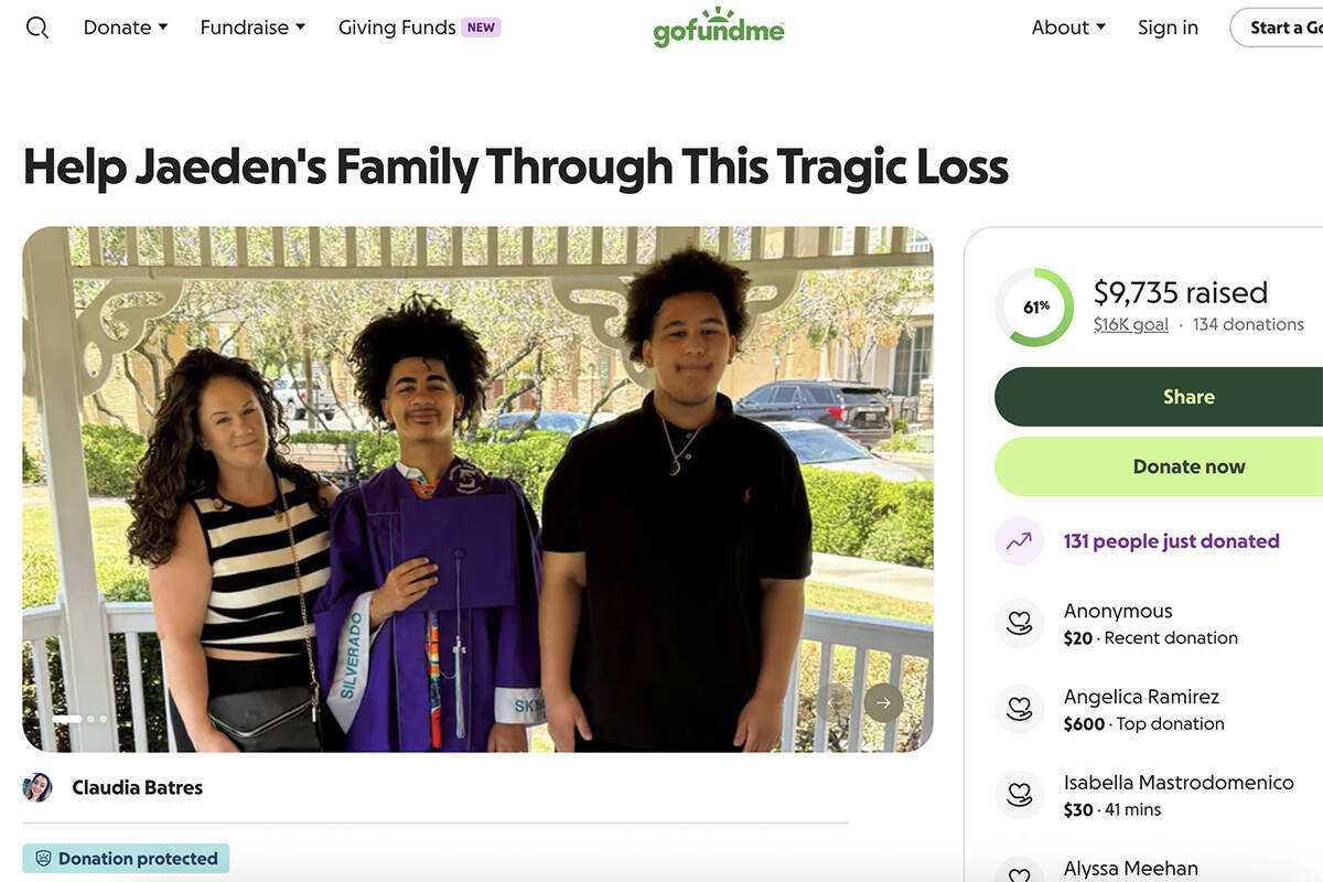 A screenshot of a GoFundMe page for Jaeden Koprowski's family. (GoFundMe)