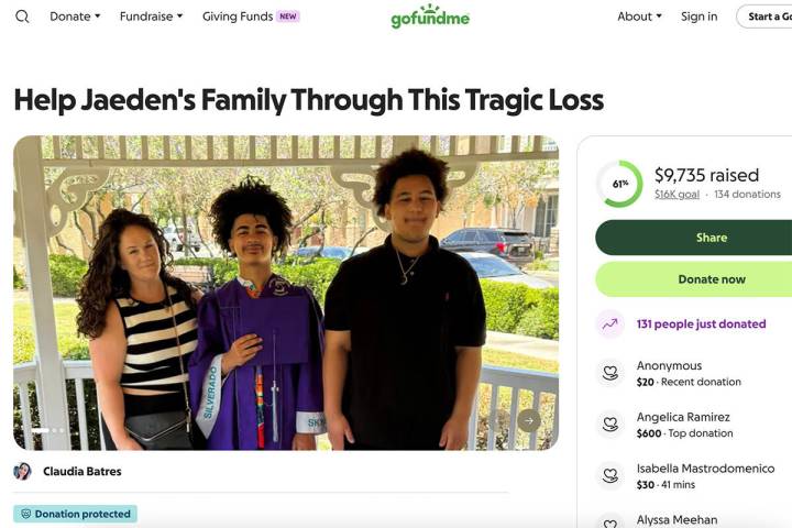 A screenshot of a GoFundMe page for Jaeden Koprowski's family. (GoFundMe)