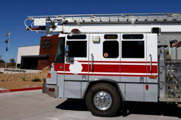 A retired 1999 Pierce Quantum 65-foot telesquirt fire truck, that was donated by NLVFD to the C ...