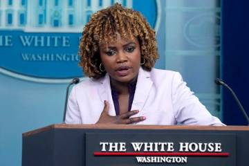 White House press secretary Karine Jean-Pierre speaks as she is repeatedly asked about Presiden ...