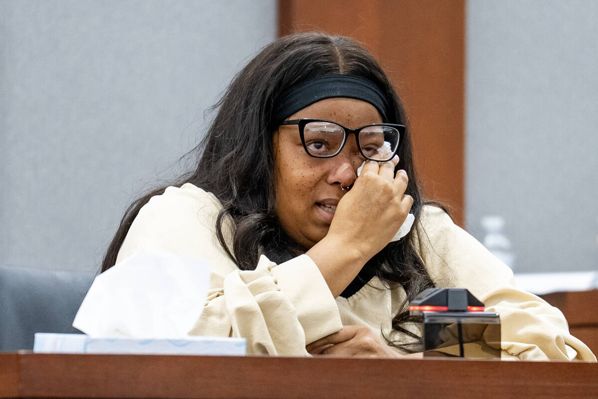 Ashlie Brown becomes emotional while speaking in court about the murder of her mother, 42-year- ...
