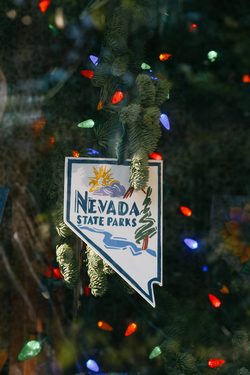 Ornaments adorn the U.S. Capitol Christmas tree, nicknamed “Silver Belle,” as it passes thr ...