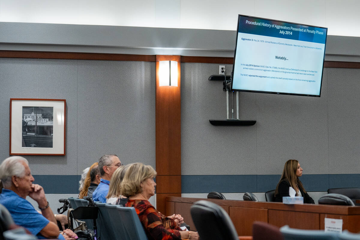 The state presents a PowerPoint during the resentencing of Samuel Howard for the 1980 robbery a ...