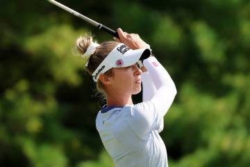 Nelly Korda hits from the third tee during the first round of the FM Championship LPGA golf tou ...