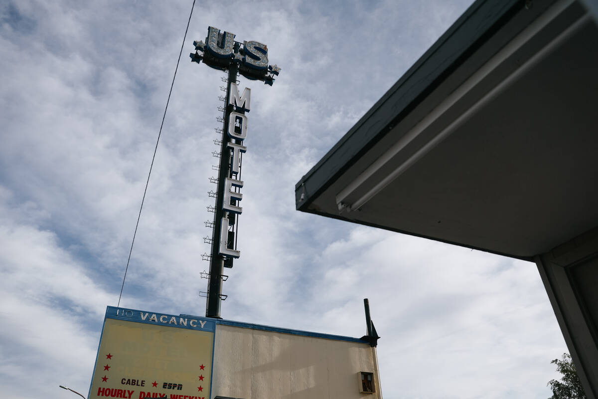 The US Motel sits quietly along Fremont Street near Charleston Boulevard on Wednesday, Nov. 5, ...