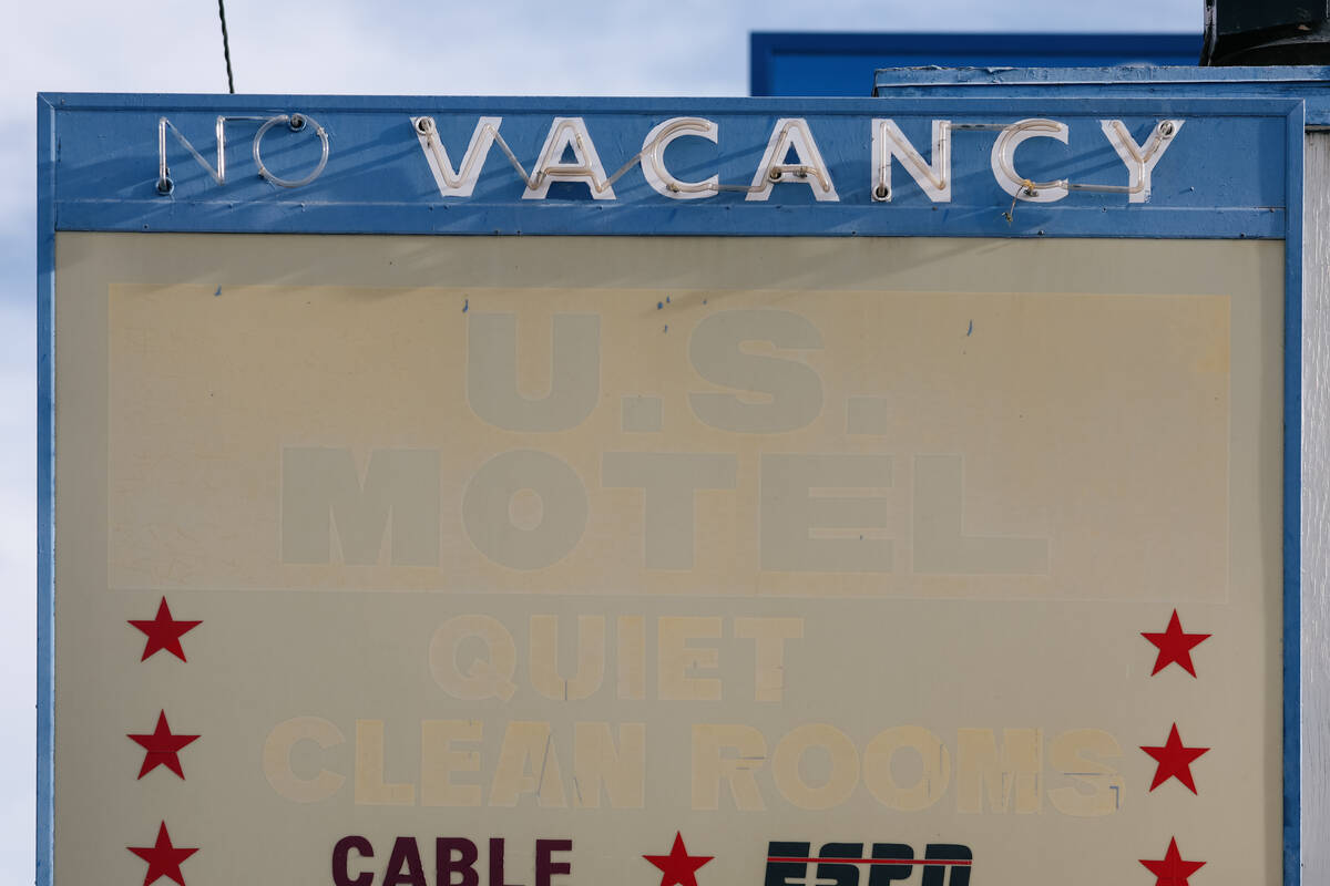 The US Motel sits quietly along Fremont Street near Charleston Boulevard on Wednesday, Nov. 5, ...