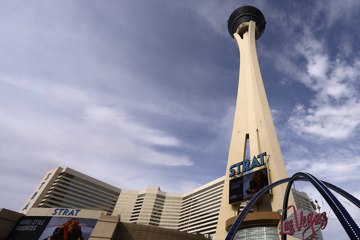 The Strat hotel-casino is seen, on Friday, Jan. 19, 2024, in Las Vegas. (Bizuayehu Tesfaye Las ...