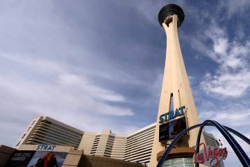 The Strat hotel-casino is seen, on Friday, Jan. 19, 2024, in Las Vegas. (Bizuayehu Tesfaye Las ...