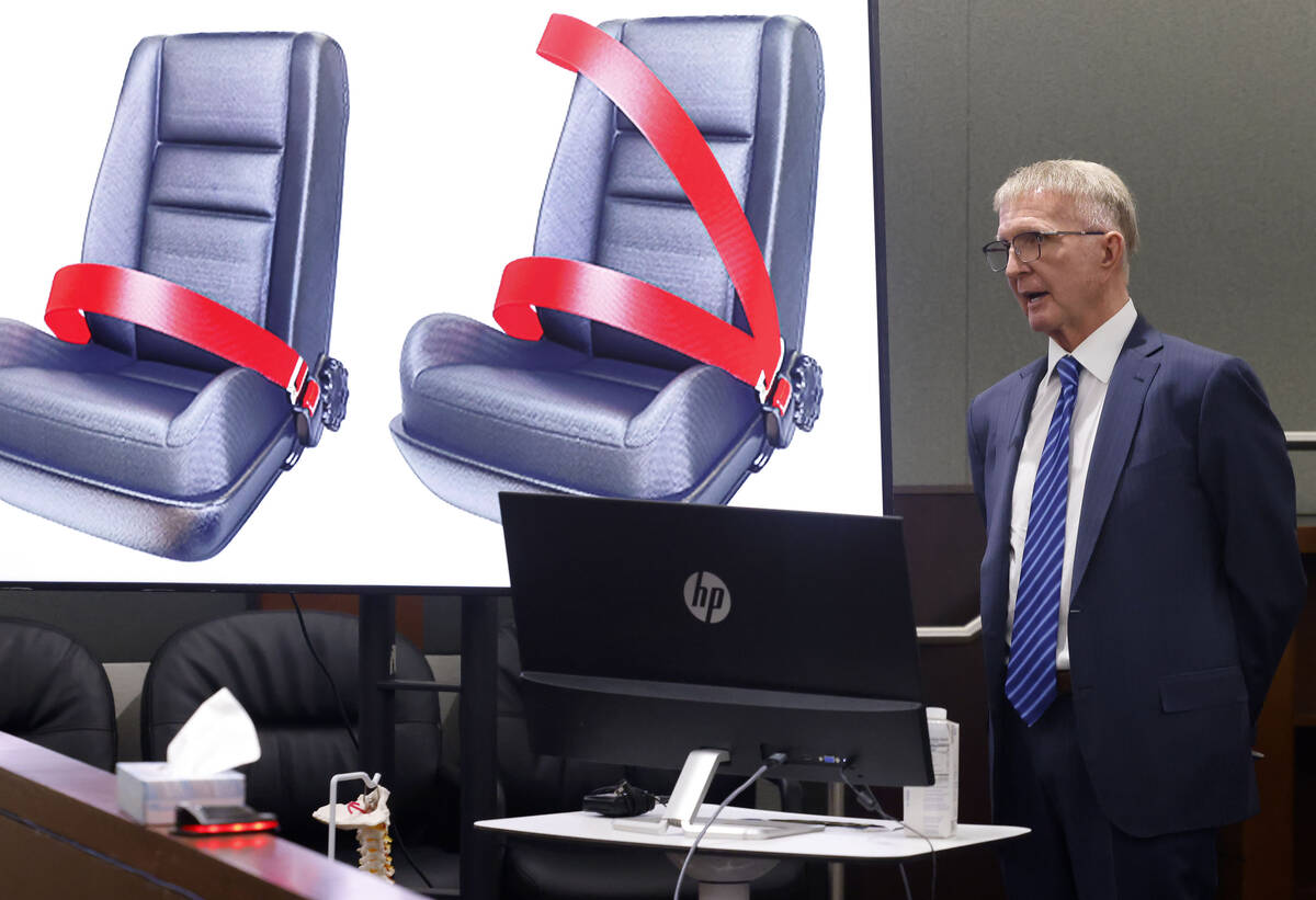 Attorney asks Las Vegas jury to award $64.8M to woman injured while wearing lap belt