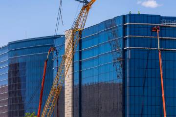 Crews continue to complete the new hotel tower at the M Resort on Tuesday, July 22, 2025, in He ...