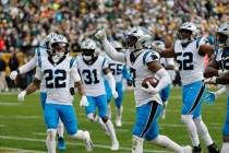 Carolina Panthers safety Tre'von Moehrig (7) during an NFL football game Sunday, Nov. 2, 2 ...
