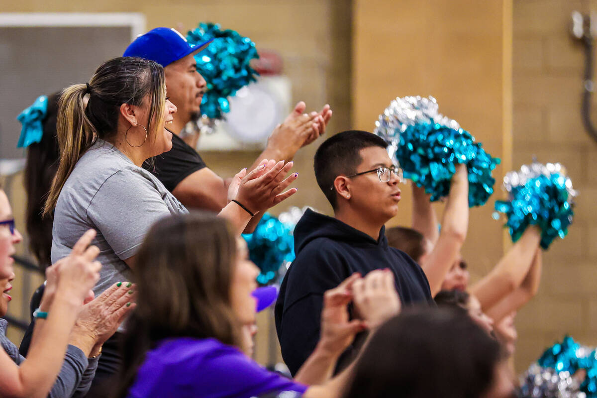 Silverado fans cheer during a class 4A girls volleyball state semifinals game at Sunrise Mounta ...