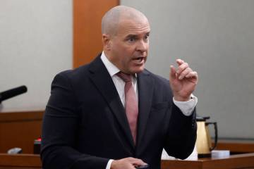 Chief Deputy District Attorney John Giordani delivers his opening statement during the first da ...