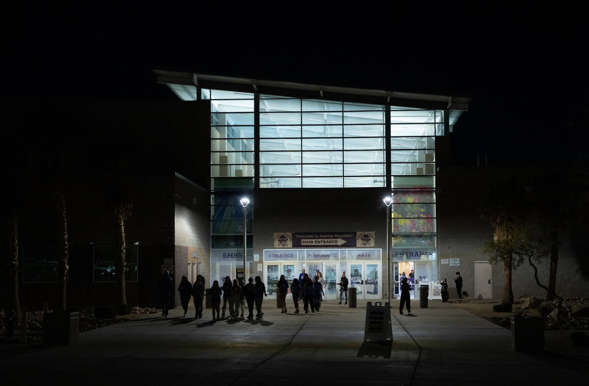 Carson fans leave after a 3-0 win loss against Bishop Gorman in a Class 5A girls volleyball sta ...
