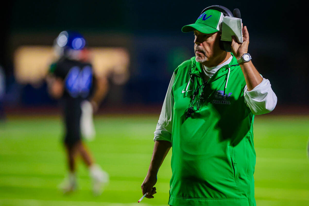 Green Valley head coach Bill Powell during a class 5A high school football southern region semi ...