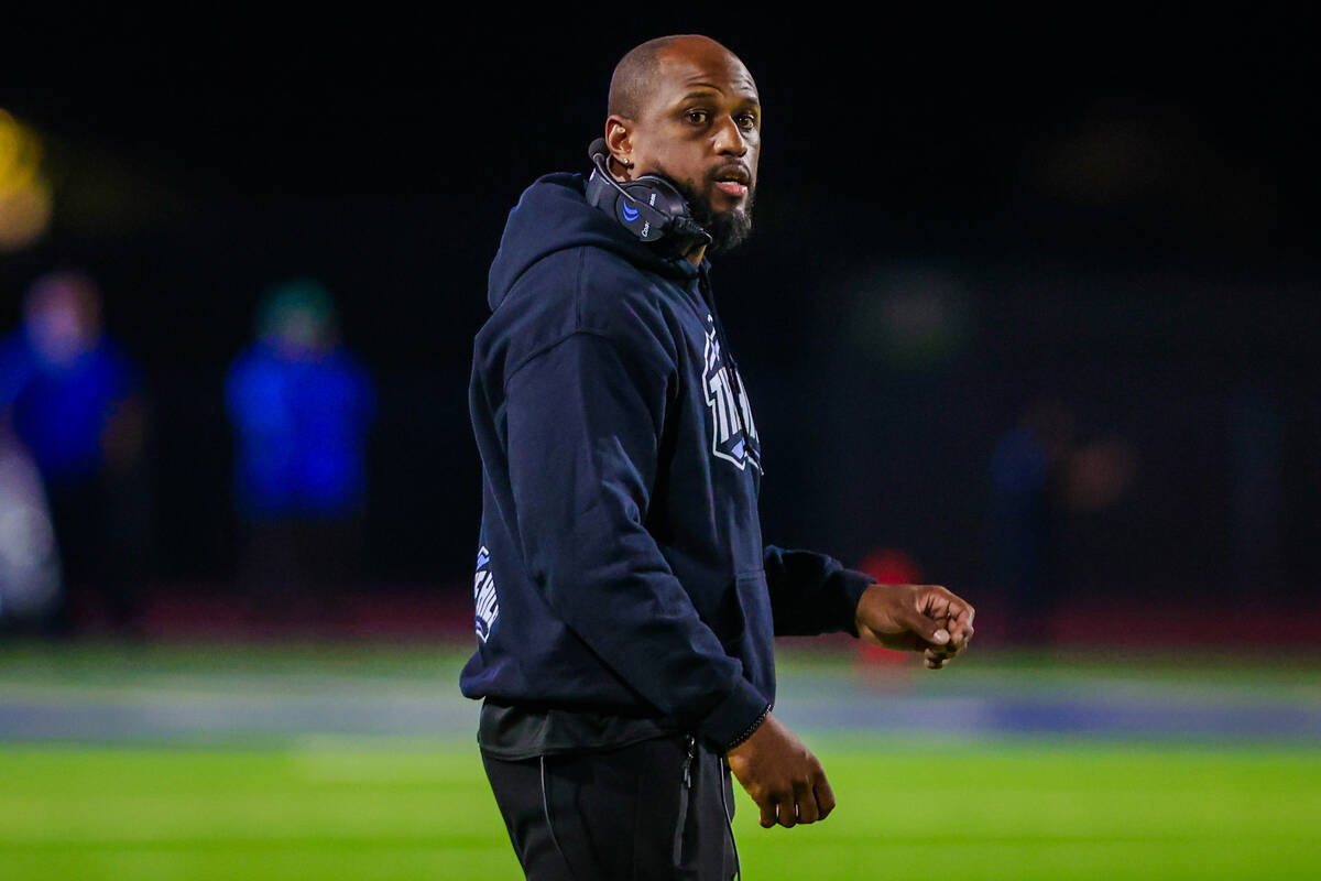 Centennial head coach DJ Campbell during a class 5A high school football southern region semifi ...