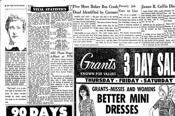 A microfilm image of page 4 of the March 14, 1968 edition of the Las Vegas Review-Journal shows ...