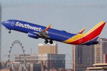 A Southwest Airlines plane takes off from the Harry Reid International Airport in Las Vegas. La ...