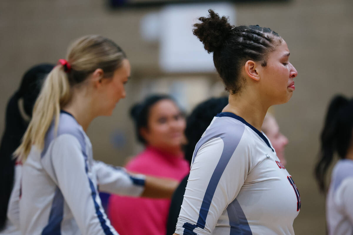 Coronado opposite Olivia Allen walks off the court after the Cougars’ loss to Bishop Gor ...