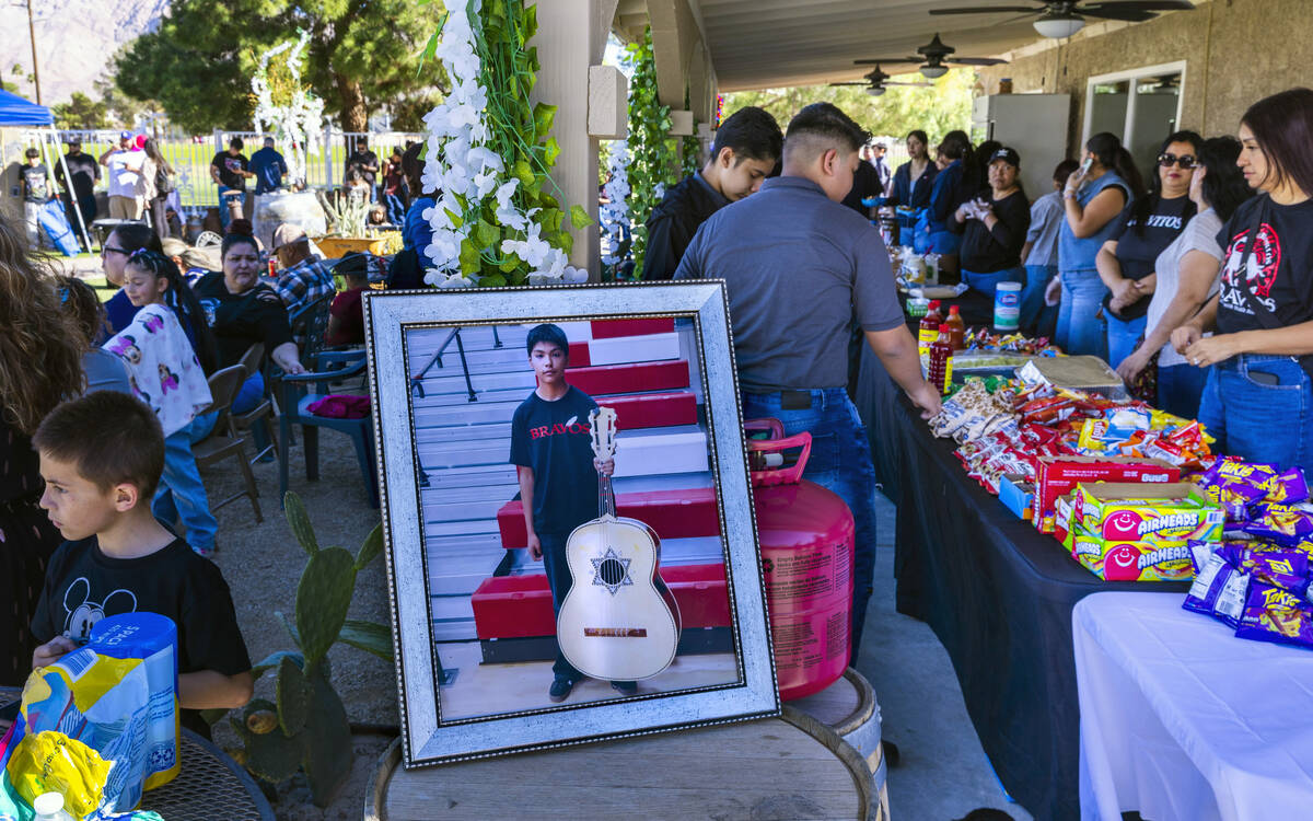 Friends, family and school mates gather together during a celebration of life for 12-year-old C ...
