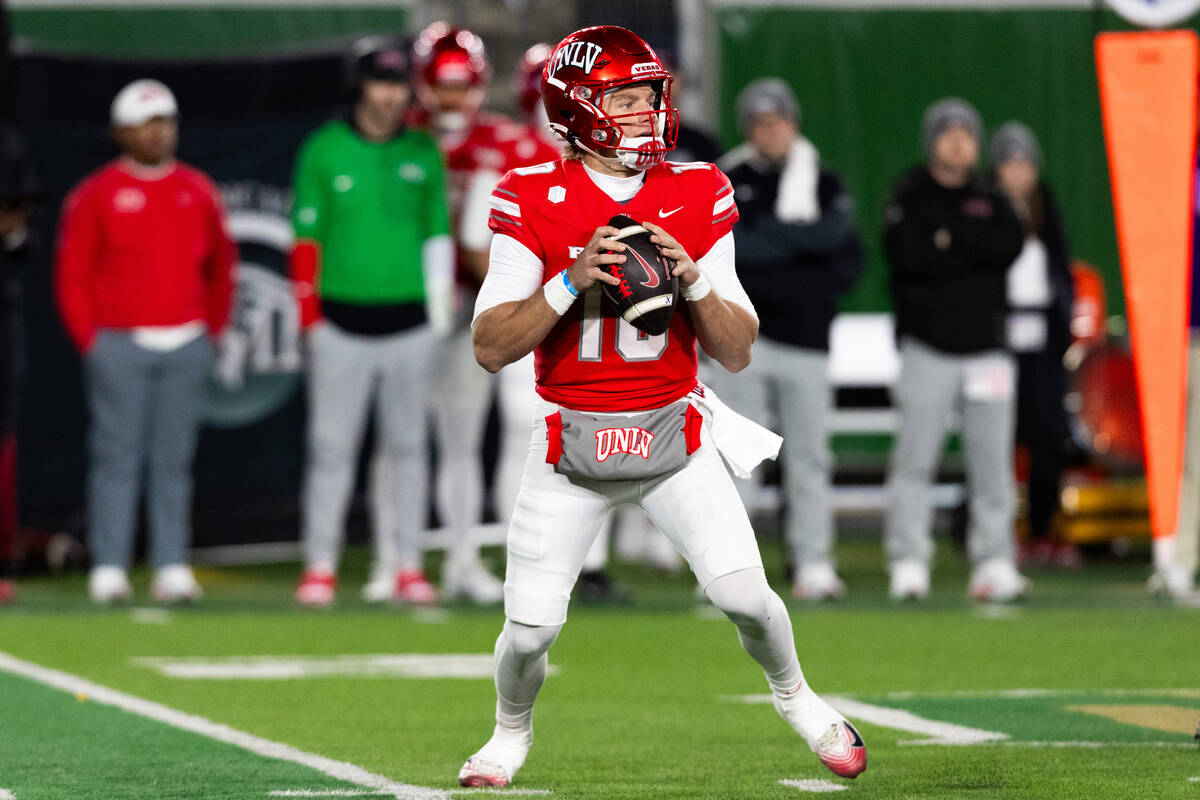 UNLV quarterback Anthony Colandrea (10) looks to pass against the Colorado State Rams during th ...