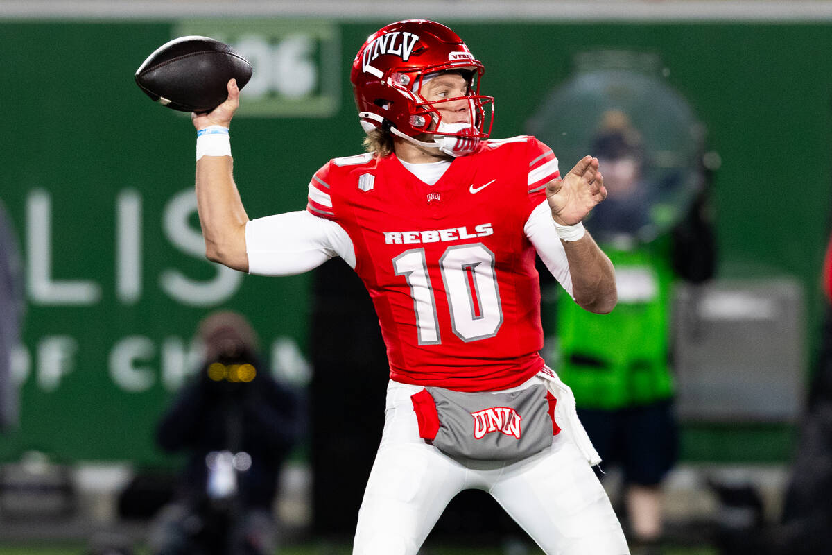 UNLV quarterback Anthony Colandrea (10) passes the ball against the Colorado State Rams during ...