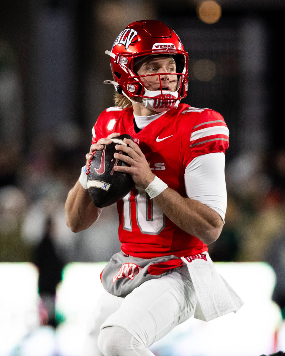 UNLV quarterback Anthony Colandrea (10) looks to pass against the Colorado State Rams during th ...