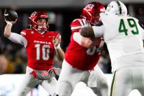 UNLV quarterback Anthony Colandrea (10) passes the ball against the Colorado State Rams during ...