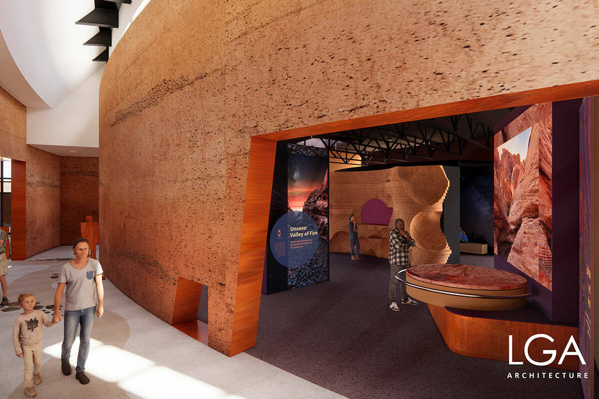A rendering of the new Valley of Fire State Park visitor center's slot canyon exhibit. (LGA Arc ...
