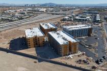 An under-construction apartment complex is seen in the southwest Las Vegas Valley on Thursday, ...