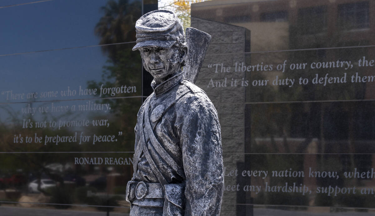 United States servicemen and women throughout history are depicted in the statues by artist Dou ...