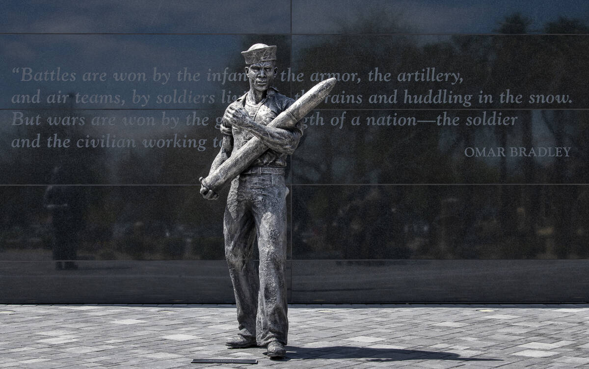 United States servicemen and women throughout history are depicted in the statues by artist Dou ...
