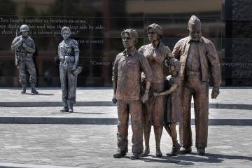 United States servicemen and women throughout history are depicted in the statues by artist Dou ...