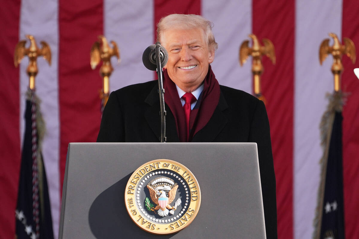 President Donald Trump speaks during an event to mark Veterans Day at Arlington National Cemete ...